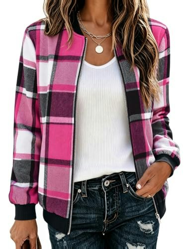 Zeagoo Women's Flannel Bomber Jacket: $25.48 Zeagoo Women's Flannel Bomber Jacket: $25.48