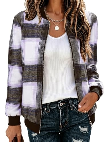 Zeagoo Women's Lightweight Flannel Plaid Bomber Jacket: $27.99 Zeagoo Women's Lightweight Flannel Plaid Bomber Jacket: $27.99