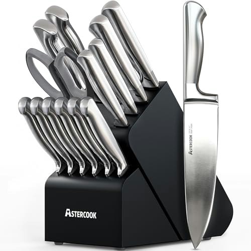 Astercook 15-Piece German Steel Knife Block Set: $64.98 Astercook 15-Piece German Steel Knife Block Set: $64.98