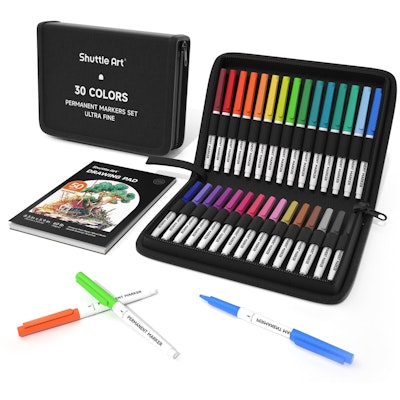 Shuttle Art 30-Count Ultra Fine Point Permanent Markers w/ Travel Case for $14 + free shipping w/ Prime