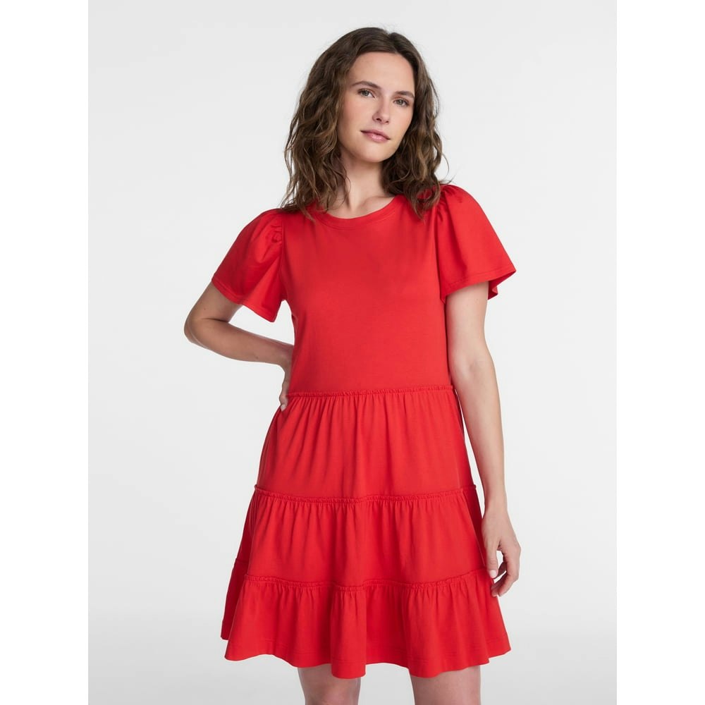 Time and Tru Women's Cotton Short Sleeve Swing Dress: $10.70