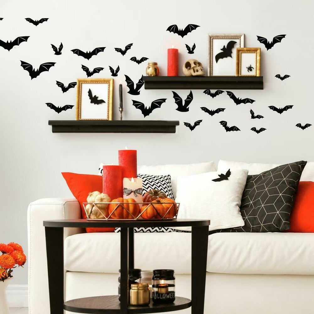RoomMates Halloween Black Bats Peel & Stick Wall Decals: $11