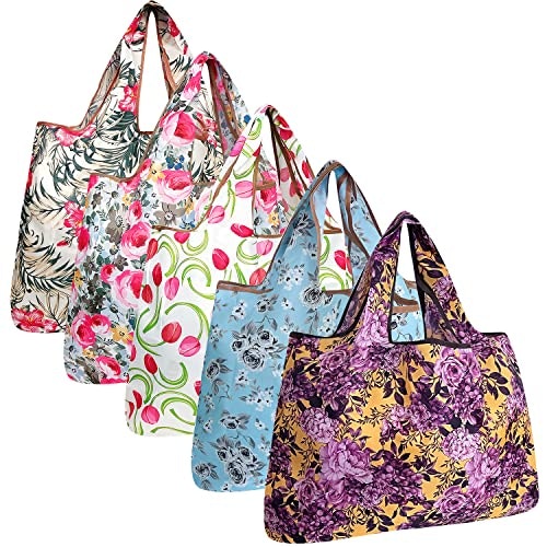 Allydrew Large Foldable Nylon Reusable Grocery Bag 5-Pack: $26.99