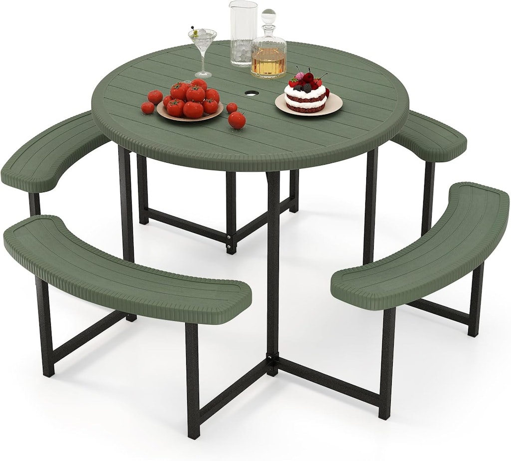 Giantex 37" Round Picnic Table Bench Set: $116