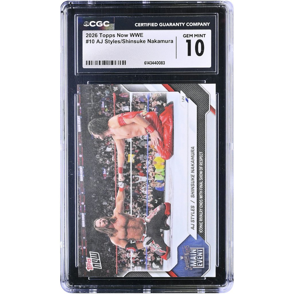 AJ Styles & Shinsuke Nakamura 2026 Topps Now WWE Iconic Rivalry CGC 10 Card: $69.99 AJ Styles & Shinsuke Nakamura 2026 Topps Now WWE Iconic Rivalry CGC 10 Card: $69.99