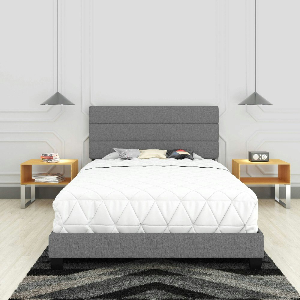 Eco Dream Full Marino Linen Channel Upholstered Platform Bed: $320.99