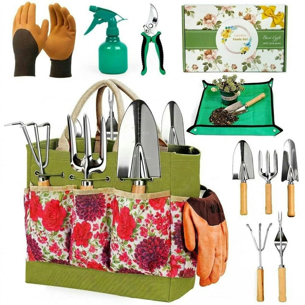 10-Piece Stainless Steel Garden Tool Set with Tote Bag: $63.48