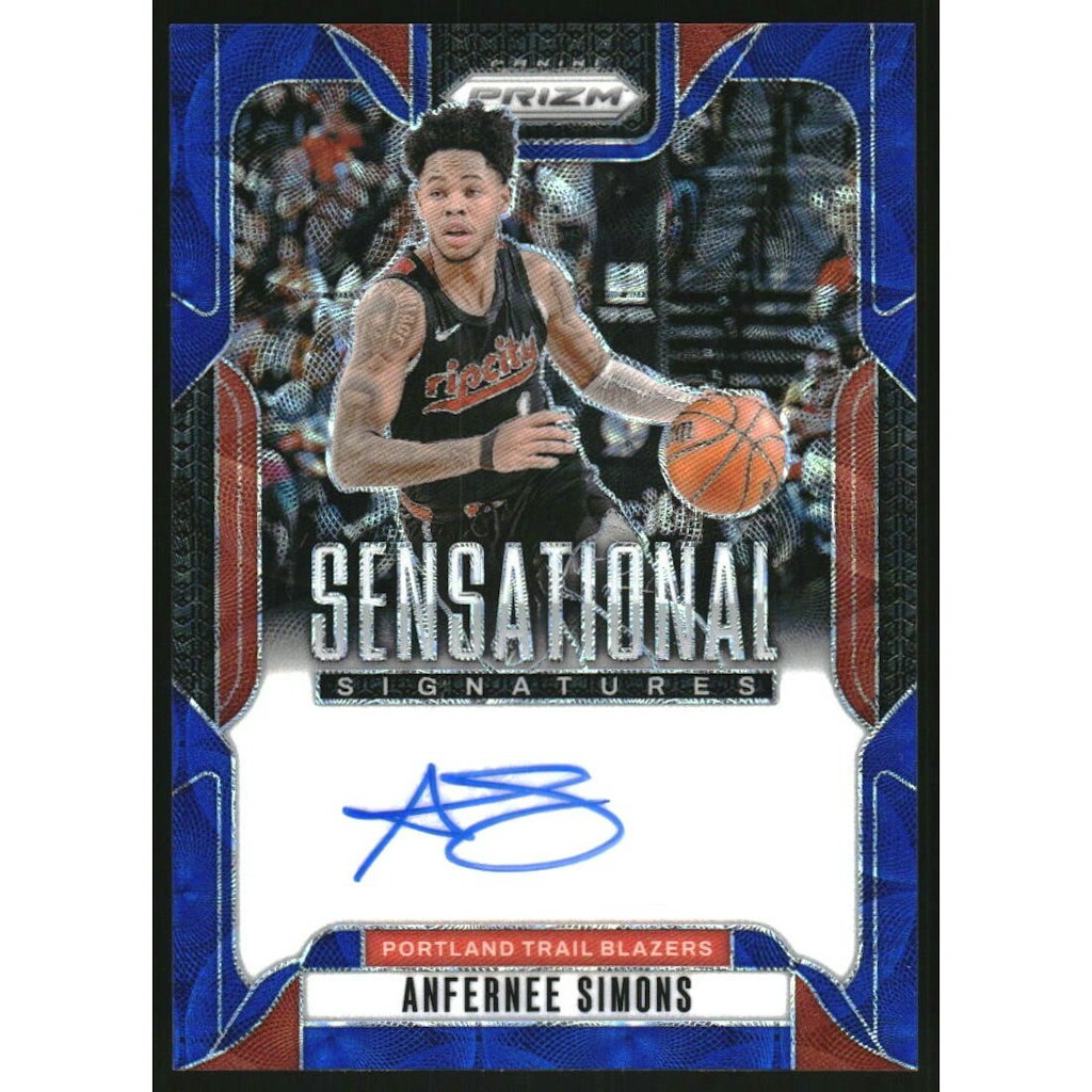 2024-25 Panini Prizm Anfernee Simons Sensational Signatures Choice Blue Prizm Card: $15 2024-25 Panini Prizm Anfernee Simons Sensational Signatures Choice Blue Prizm Card: $15