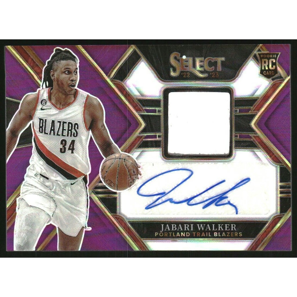 Jabari Walker 2022-23 Select Rookie Jersey Autograph Purple #26: $10 Jabari Walker 2022-23 Select Rookie Jersey Autograph Purple #26: $10
