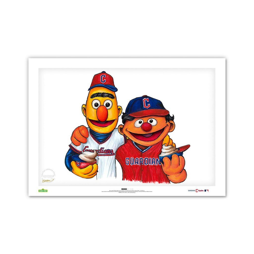 Cleveland Guardians Bert & Ernie 14" x 20" Fine Art Print: $99.99 Cleveland Guardians Bert & Ernie 14" x 20" Fine Art Print: $99.99