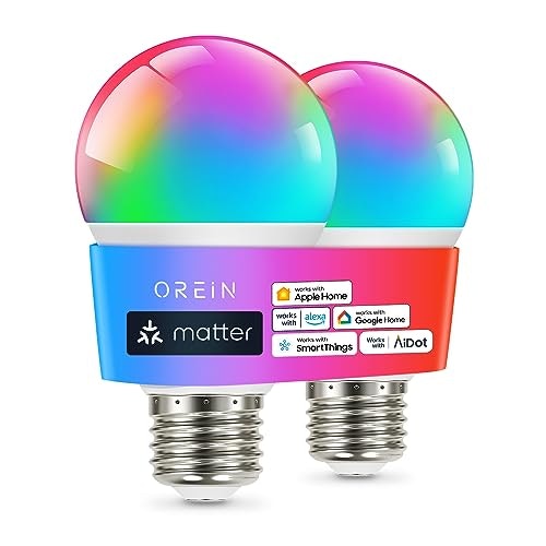 Orein A19 Matter Smart Color-Changing Light Bulb 2-Pack: $16.13 Orein A19 Matter Smart Color-Changing Light Bulb 2-Pack: $16.13