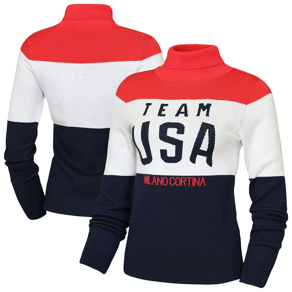 Outerstuff Women's Team USA Milano Cortina 2026 Winter Olympics High Neck Sweater: $84.99 Outerstuff Women's Team USA Milano Cortina 2026 Winter Olympics High Neck Sweater: $84.99