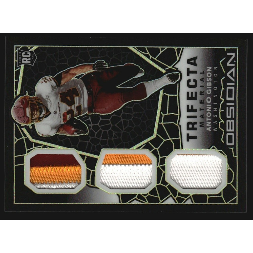 2020 Panini Obsidian Antonio Gibson Electric Etch Yellow Trifecta Materials Card: $22.50 2020 Panini Obsidian Antonio Gibson Electric Etch Yellow Trifecta Materials Card: $22.50