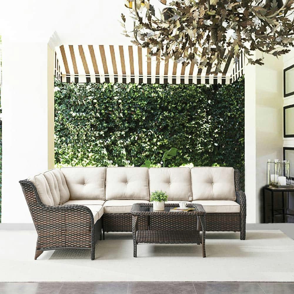 Carolina 5-Piece Wicker Outdoor Patio Sectional Sofa Set with Coffee Table: $885.71 Carolina 5-Piece Wicker Outdoor Patio Sectional Sofa Set with Coffee Table: $885.71