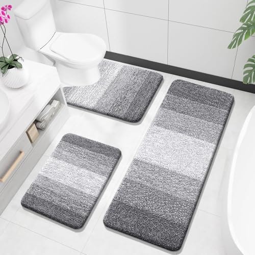 Olanly 3-Piece Microfiber Bathroom Rug Set: $44.98