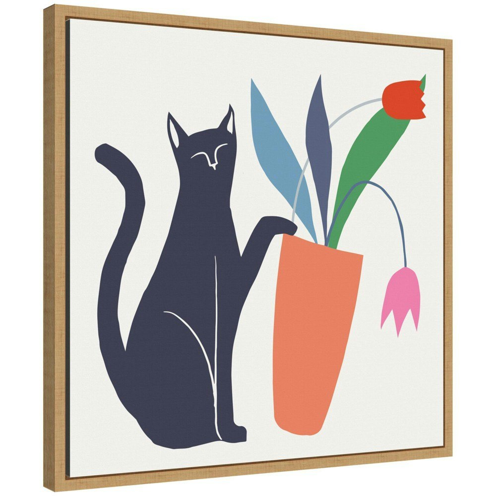 Kate & Laurel Sylvie 22"x22" Cat Vase 6 Framed Canvas Wall Art: $57.99