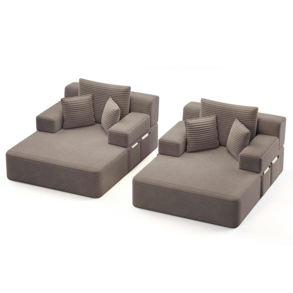 48.5-Inch Coffee Plush Corduroy Convertible Sofa Bed: $1,316.23