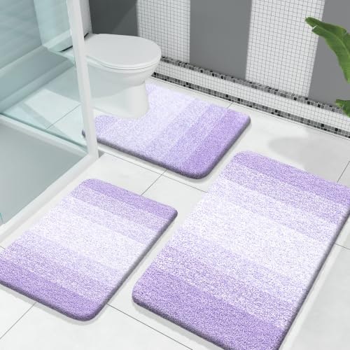 Olanly 3-Piece Microfiber Bathroom Rug Set: $40.79