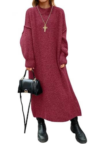 Saodimallsu Women's Oversized Mock Neck Chunky Knit Sweater Dress: $34.19 Saodimallsu Women's Oversized Mock Neck Chunky Knit Sweater Dress: $34.19