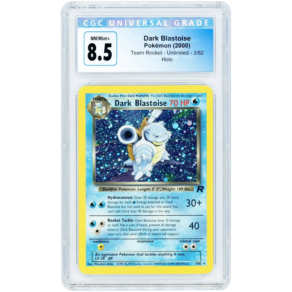 Dark Blastoise 2000 Pokemon Team Rocket Holo Rare CGC 8.5 Card: $274.99 Dark Blastoise 2000 Pokemon Team Rocket Holo Rare CGC 8.5 Card: $274.99