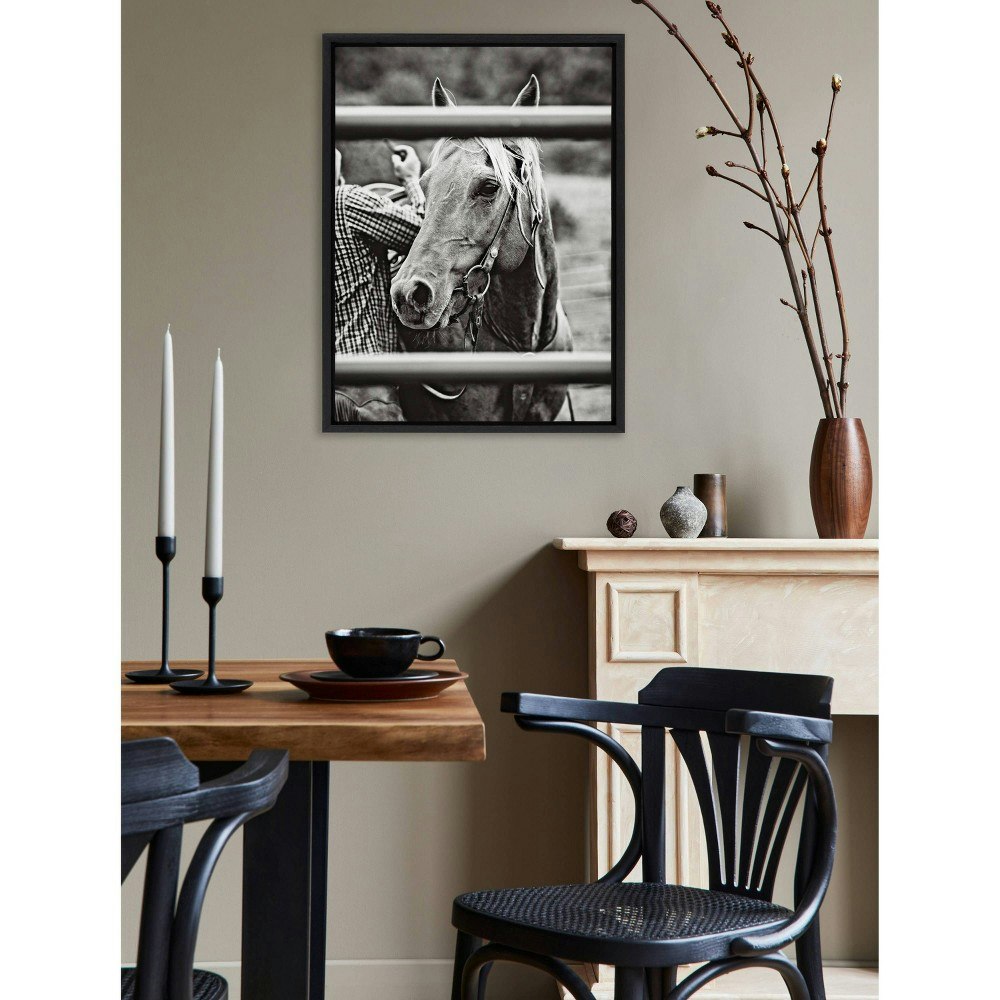 Kate & Laurel Sylvie Saddling Horse Framed Canvas Wall Art 18x24-inch: $54.99