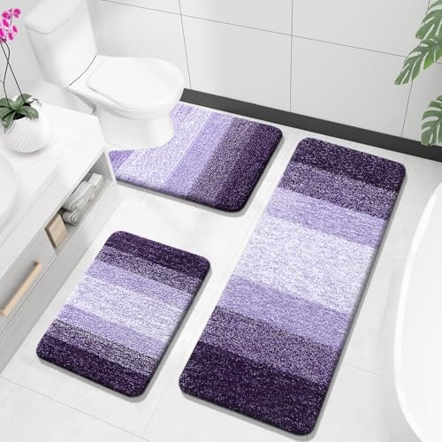 Olanly 3-Piece Microfiber Bathroom Rug Set: $49.21
