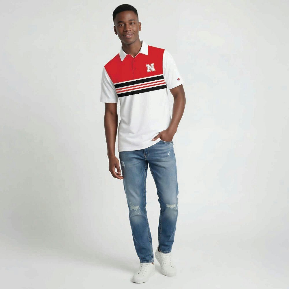 Nebraska Cornhuskers Men's Champion Striped Polo Shirt: $44.99 Nebraska Cornhuskers Men's Champion Striped Polo Shirt: $44.99