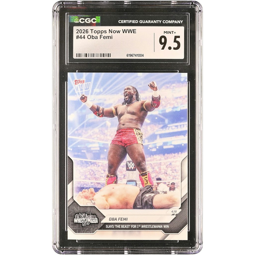 Oba Femi 2026 Topps Now WWE WrestleMania Card #44 CGC 9.5: $49.99 Oba Femi 2026 Topps Now WWE WrestleMania Card #44 CGC 9.5: $49.99