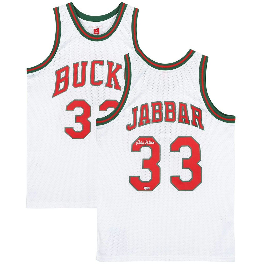 Kareem Abdul-Jabbar Autographed Mitchell & Ness Milwaukee Bucks 1971-72 Throwback Jersey: $899.99 Kareem Abdul-Jabbar Autographed Mitchell & Ness Milwaukee Bucks 1971-72 Throwback Jersey: $899.99