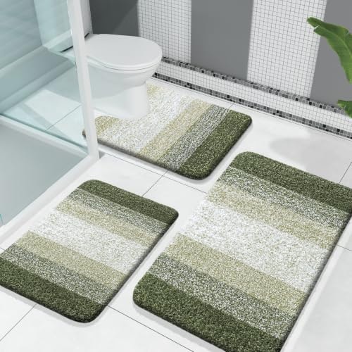 Olanly 3-Piece Microfiber Bathroom Rug Set: $40.79