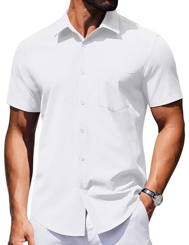 Coofandy Men's Casual Textured Short Sleeve Button-Down Shirt: $19.98
