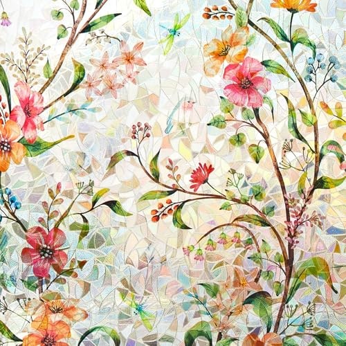 Ranzdn 17.5" x 78.7" Stained Glass Static Cling Window Privacy Film: $6.08