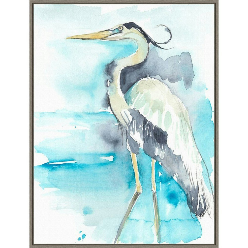 Heron Splash II by Jennifer Goldberger 23" x 30" Framed Canvas Wall Art: $114.99