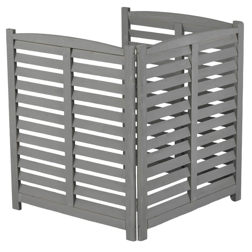 32" x 38" Louver Wood Garden Air Conditioner Privacy Fence 3-Panel Screen: $119.99