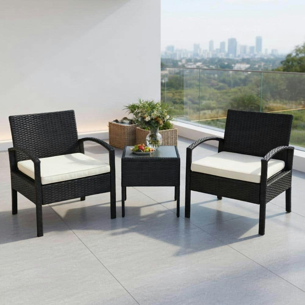 3-Piece PE Rattan Conversation Set: $195