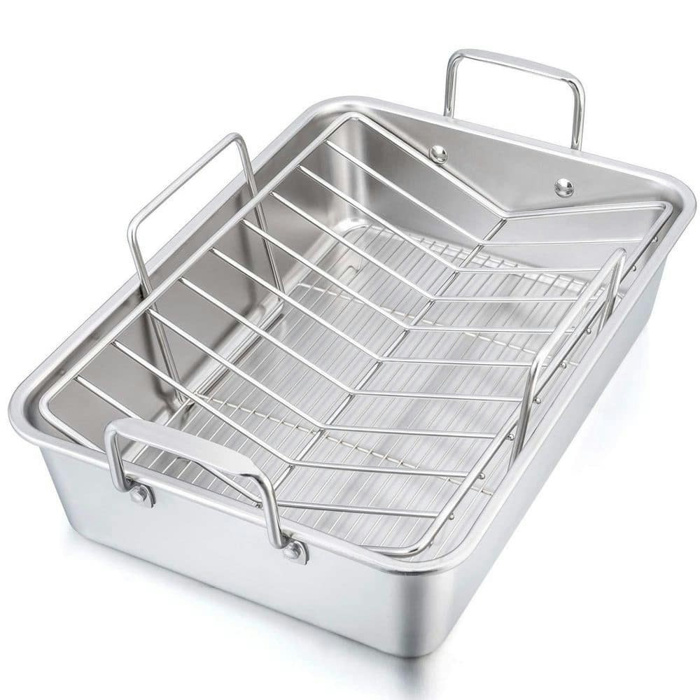 16-inch Stainless Steel Roasting Pan with V-Rack: $98.97