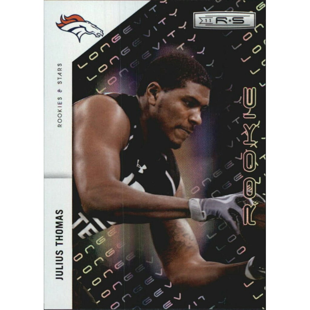 2011 Rookies and Stars Longevity Julius Thomas Silver Holofoil Card #203: $5.40 2011 Rookies and Stars Longevity Julius Thomas Silver Holofoil Card #203: $5.40