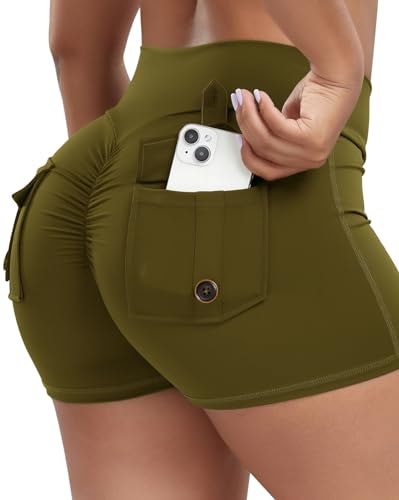 Seasum Women's Scrunch Butt Cargo Workout Shorts: $17.49