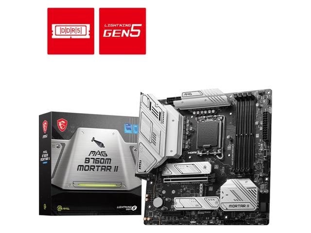 MSI MAG B760M Mortar II Micro ATX Motherboard: $279.95 MSI MAG B760M Mortar II Micro ATX Motherboard: $279.95