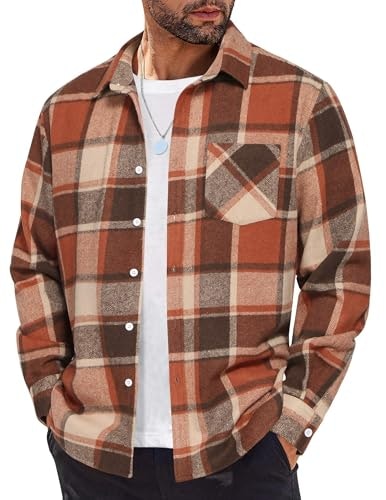 Coofandy Men's Long Sleeve Flannel Plaid Button-Down Shirt: $25.49 Coofandy Men's Long Sleeve Flannel Plaid Button-Down Shirt: $25.49