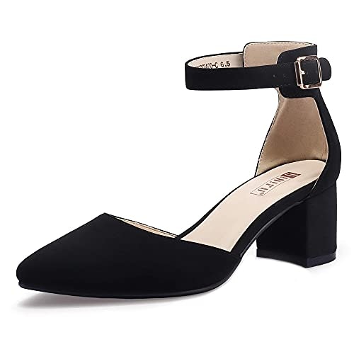 Idifu Women's Low Block Heel Ankle Strap Pumps: $33.99