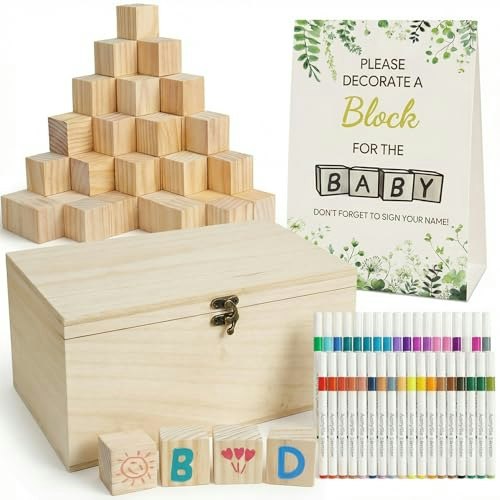 Baby Shower Games Sign and Wooden Block Kit 98-Piece: $30.59 Baby Shower Games Sign and Wooden Block Kit 98-Piece: $30.59