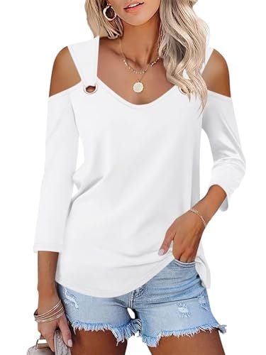 Minetom Women's Cold Shoulder V-Neck 3/4 Sleeve Top: $16.97 Minetom Women's Cold Shoulder V-Neck 3/4 Sleeve Top: $16.97