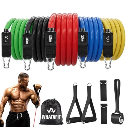 Whatafit Resistance Band Set with Handles: $22.07