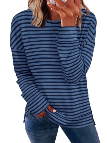 Simplee Women's Oversized Striped Crewneck Sweatshirt: $21.24