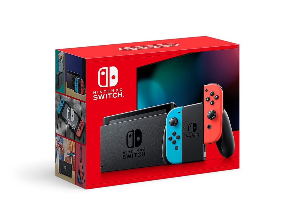 Nintendo Switch Console with Neon Blue and Neon Red Joy-Con: $229.99