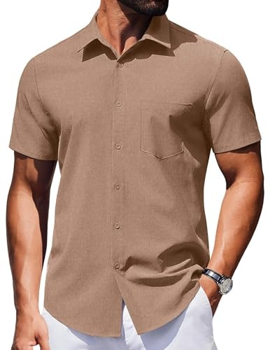 Coofandy Men's Short Sleeve Wrinkle-Free Textured Shirt: $14.98 Coofandy Men's Short Sleeve Wrinkle-Free Textured Shirt: $14.98