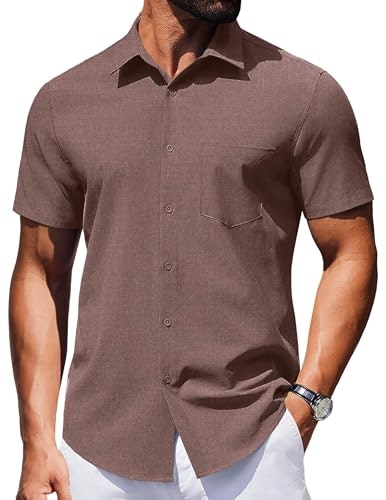 Coofandy Men's Short Sleeve Casual Button Down Shirt: $14.98