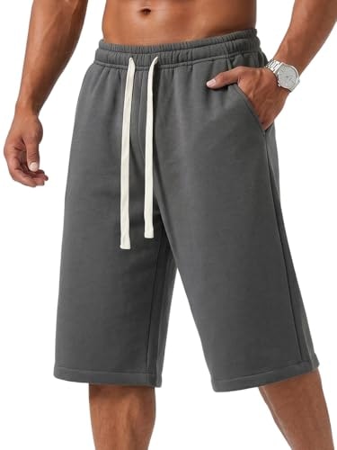 Zuy Men's 11-inch Cotton Fleece Capri Sweat Shorts: $16.99
