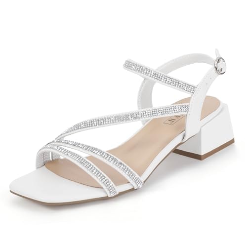 Idifu White Rhinestone Low Block Heel Sandals: $37.39 Idifu White Rhinestone Low Block Heel Sandals: $37.39
